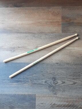 Rare Alex Van Halen Regal Tip Wooden Drum Sticks with Green Logo - Pair